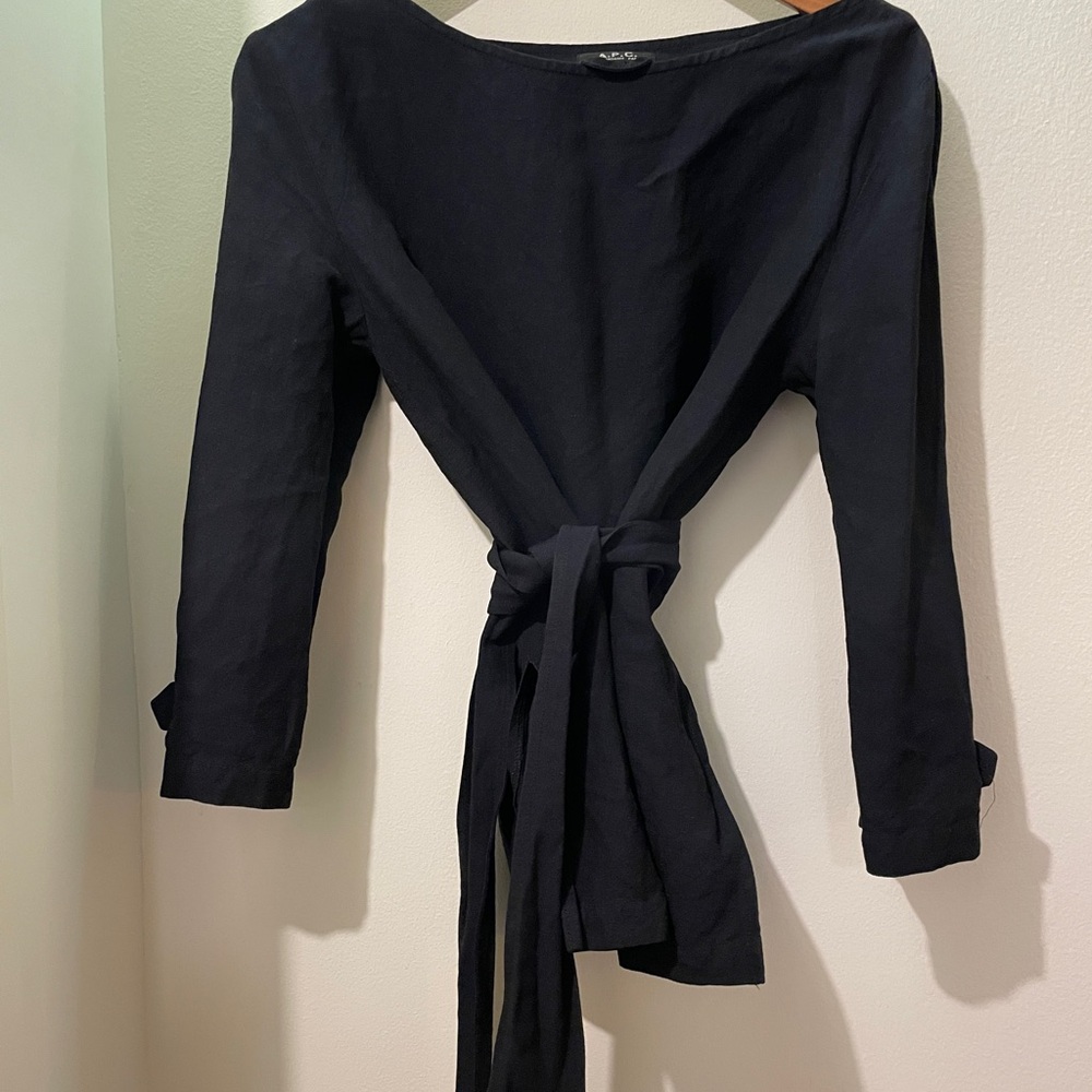 A.P.C. Navy Linen Tunic Blouse